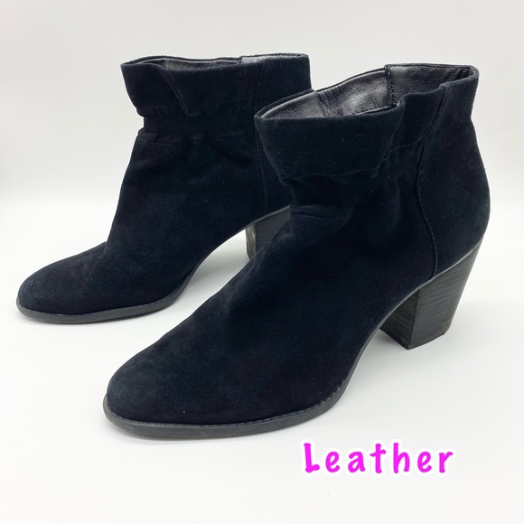 Jessica Simpson-Black Leather Ruched Ankle Bootie 9.5 - Picture 2 of 8